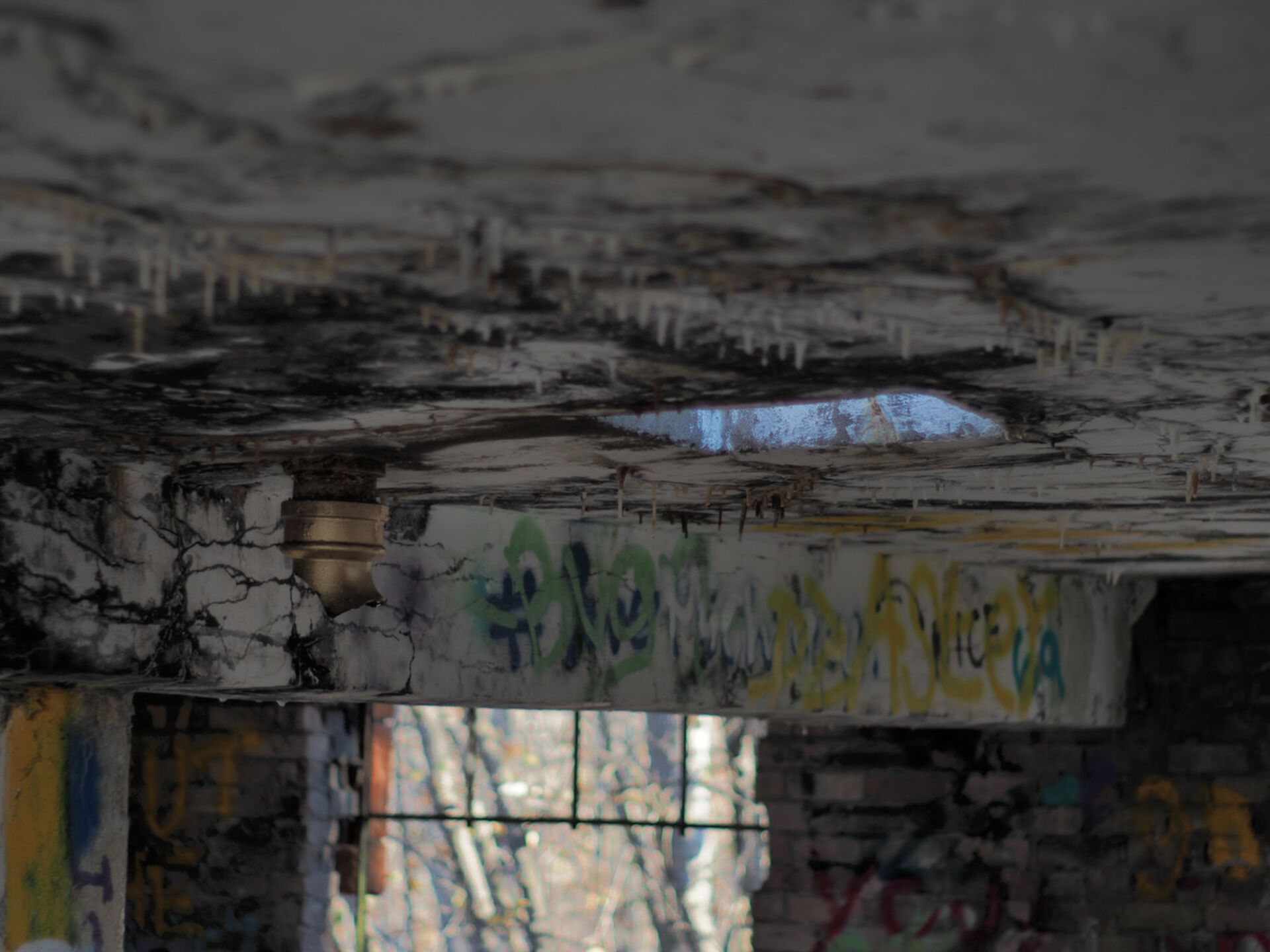 Ceiling drip and hole